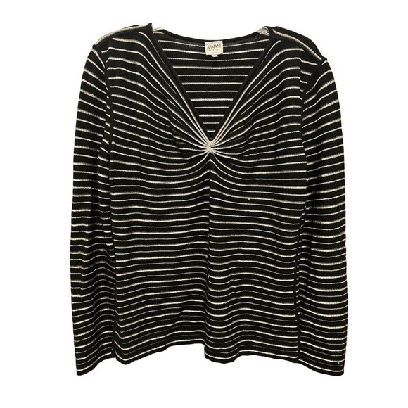 Armani Collezioni Top Sweater Black Silver Size Large - Picture 1 of 11